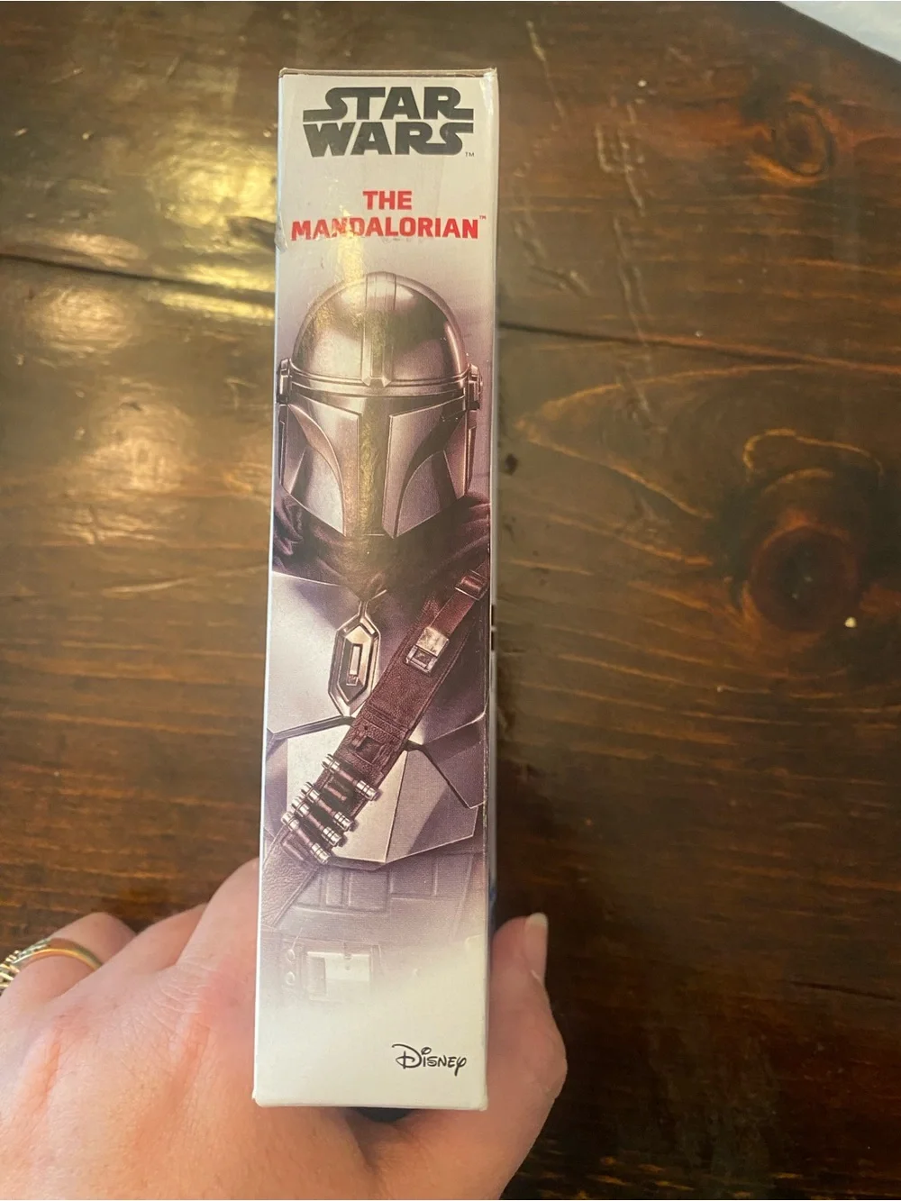 NIB Small Hasbro Star Wars Mandalorian Figure in Silver and Black Packaging
